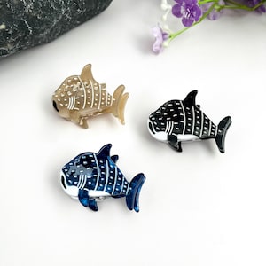 2Pcs Mini Shark Hair Clips,Acetate Marine Animal Claw Clips,Custom Unique Logo/Text on Box,Cute Hair Accessories,Unique Gift for Shark Lover
