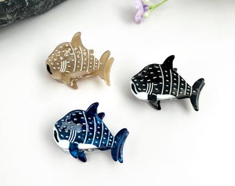 Mini Shark Hair Clips: Acetate Marine Animal Claw Clips (2Pcs)