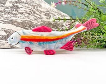 Pinza para el pelo con forma de pez de colores: pinza tropical de acetato