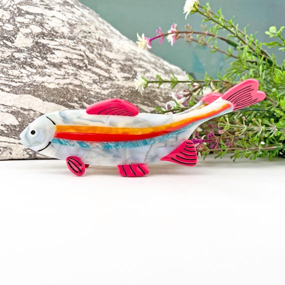 Colorful Fish Hair Claw: Acetate Tropical Hair Clip