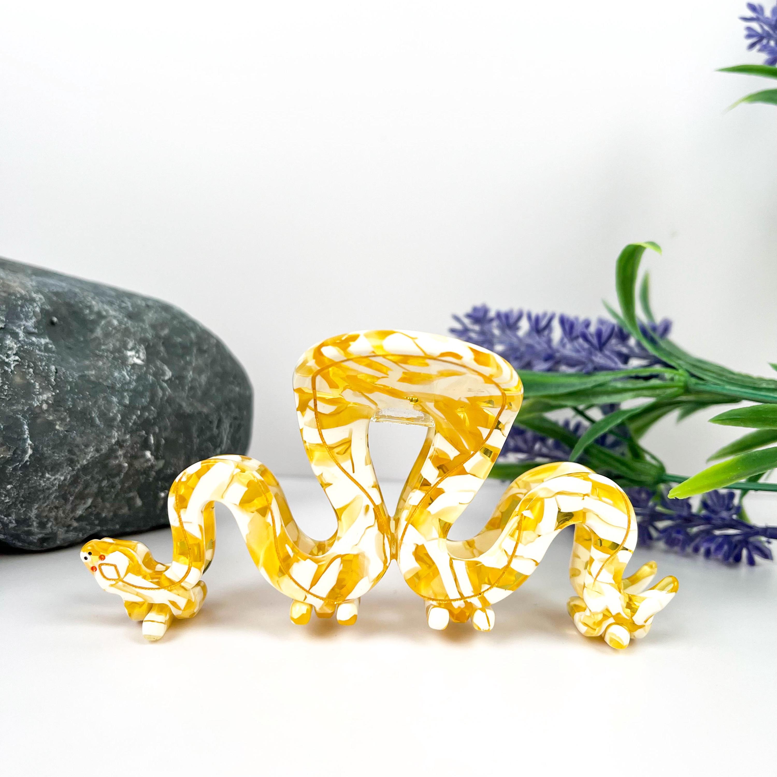 Leather Python Hairclip w 14kgold plated logo bead Amazon.com : 4pcs Snake Hair Clip Vintage Decorative Metal  main image 2