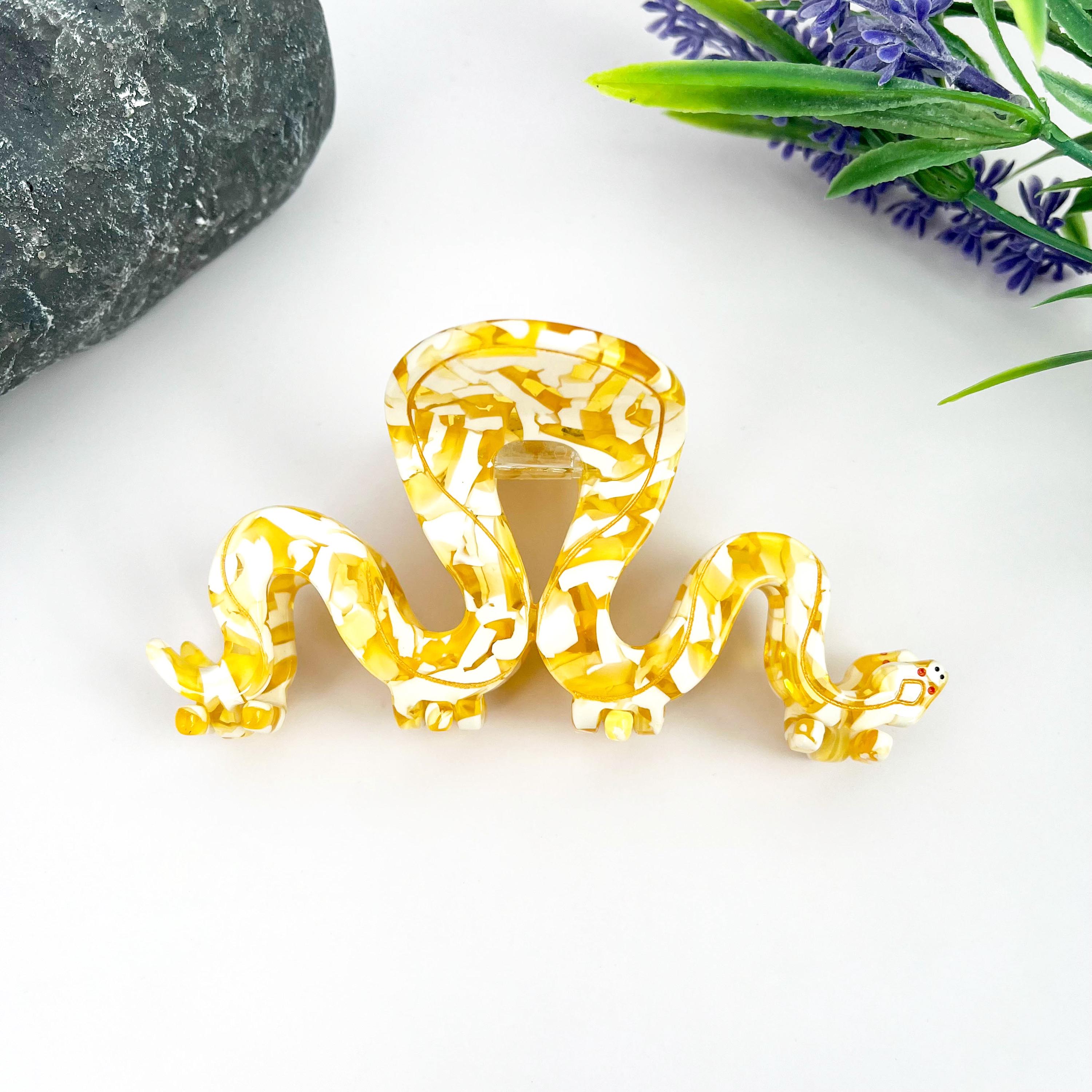 Golden Python Hair Claw Clip: Acetate Snake Accessory - Etsy display picture 1