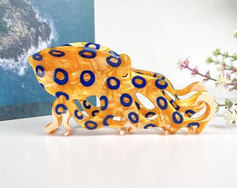 Blue Ringed Octopus Hair Claw: Acetate Ocean Hair Clip