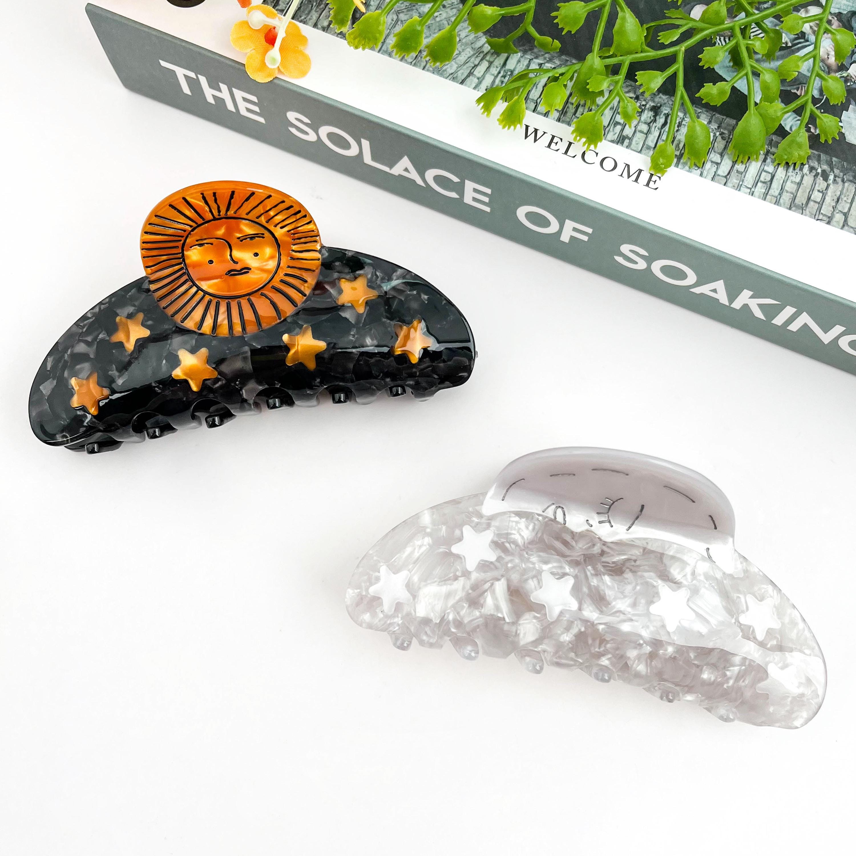 Sun and Moon Hair Claw Clip – Celestial Acetate Hair Accessory - Etsy