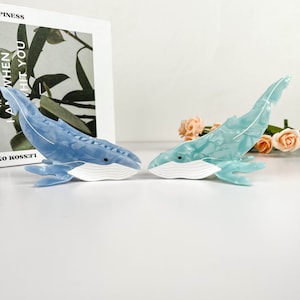 Cartoon Blue Whale Hair Clips,Custom Unique Logo/Text on Box,Acetate Claw Clips,Ocean Animal Hair Accessories,Unique Gift for Whale Lovers