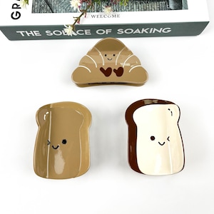 Funny Bread Hair Clip, Croissant Hair Claw,Acetate Food Claw Clip,Custom Unique Logo/Text on Box,Cute Hair Accessories,Personalized Gifts