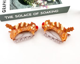 Cartoon Scream Orange Cat Hair Claw Clip: Acetate Animal Accessory
