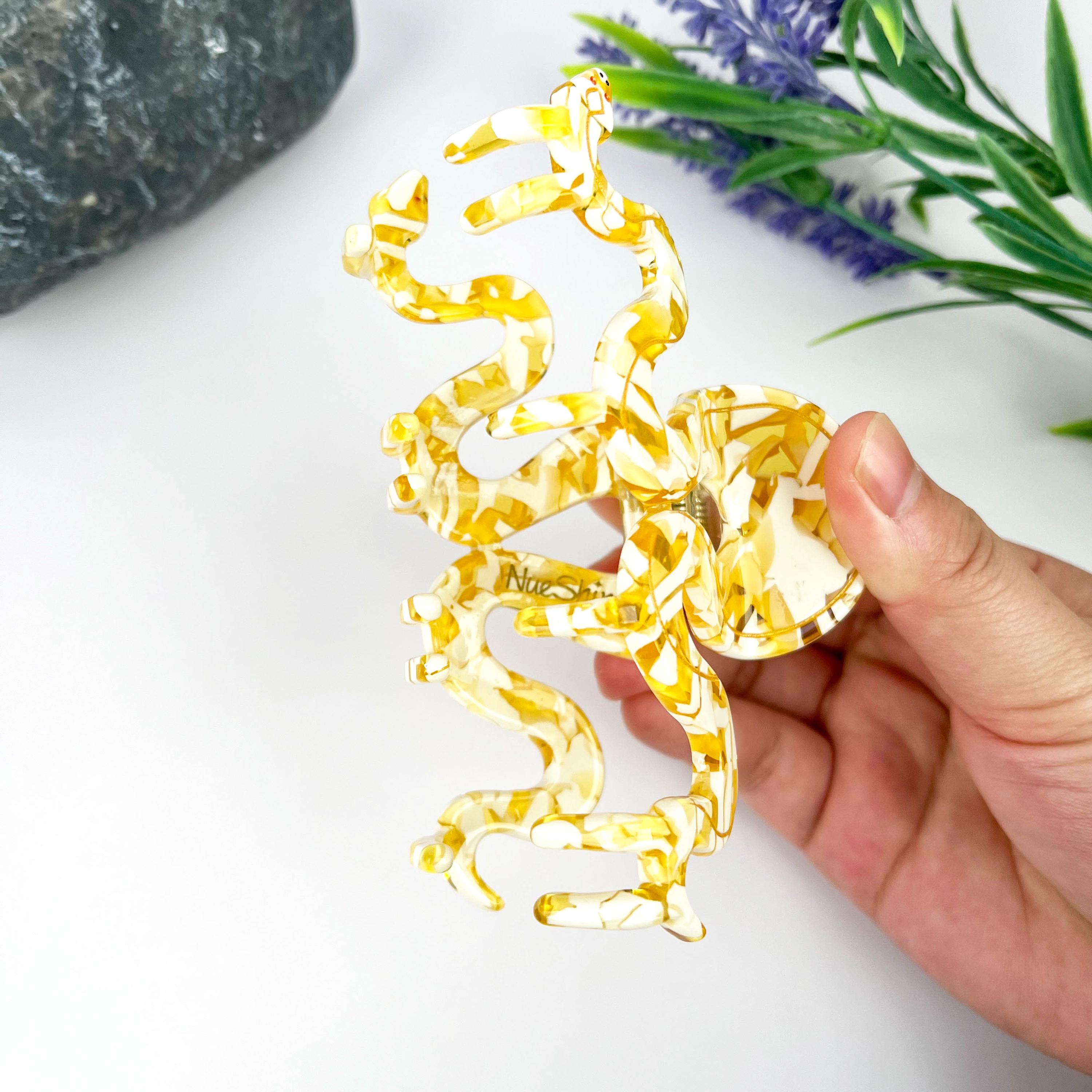 Golden Python Hair Claw Clip: Acetate Snake Accessory - Etsy  display picture 1