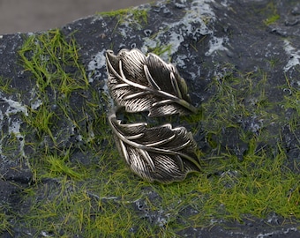Silvering Leaf Wrap Ring: Adjustable Boho Nature Jewelry