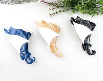 Presilha de cabelo grande para arraia manta: acessório de acetato para animais marinhos