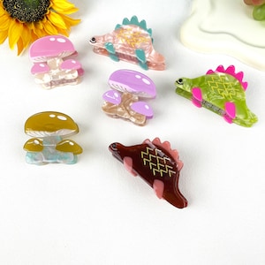 Cartoon Mushroom Dinosaur Hair Claw Cilps,Custom Unique Logo/Text on Box, Acetate Hair Claw,Prtfect Gift for Her,Cute Colorful Hair Cilps
