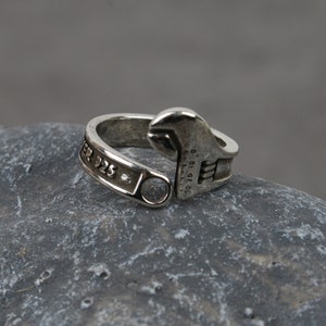 Vatertagsgeschenke Schraubenschlüssel Ring, 925 Sterling Silber Schraubenschlüssel Ring, Silber Schraubenschlüssel Ring, verstellbarer Ring, Vintage Wickelring, Geschenk für Mechaniker