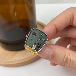 Vintage Ring,House Ring,Square Ring, Rhinestone Studded Ring, Graffiti Vintage Ring,Hip Hop Ring,Unisex
