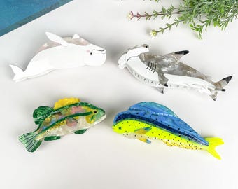 Acetate Shark Hair Claw Clip: Ocean Animal Accessory