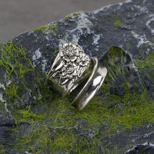 Floral Spoon Ring,Silver Spoon Ring,Chunky Ring,Vintage Spoon Ring, Wide Ring,Silverware Ring,Adjustable Spoon Ring,Boho Ring,Spoon Jewelry