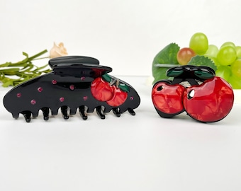 Acetate Cherry Hair Claw: Unique Fruit Clip