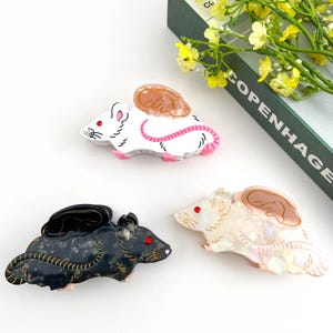 Pinzas para el pelo de ratón de dibujos animados, accesorios para el pelo de ratón juguetón, pinza de garra de animal de acetato caprichosa, lindo regalo para ella
