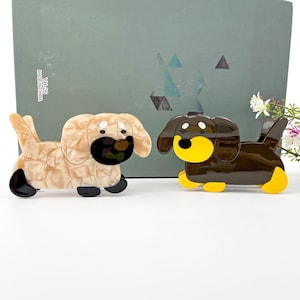 Cartoon Brown Puppy Hair Clip,Acetate Animal Claw Clip,Custom Unique Logo/Text on Box,Cute Hair Accessories,Fun Dog Hair Claw,Gift For Her