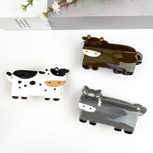 Pinza para el pelo con forma de vaca de dibujos animados, pinza con forma de garra de burro, logotipo o texto exclusivos personalizados en la caja, pinzas para el pelo de animales de acetato, accesorios para el pelo, regalo para niños