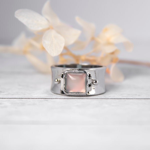 Natural Square Shape Moonstone 925 Sterling Silver Ring, Birthstone Ring, Gemstone Rings for Women, Minimalist Ring, Gift For Her