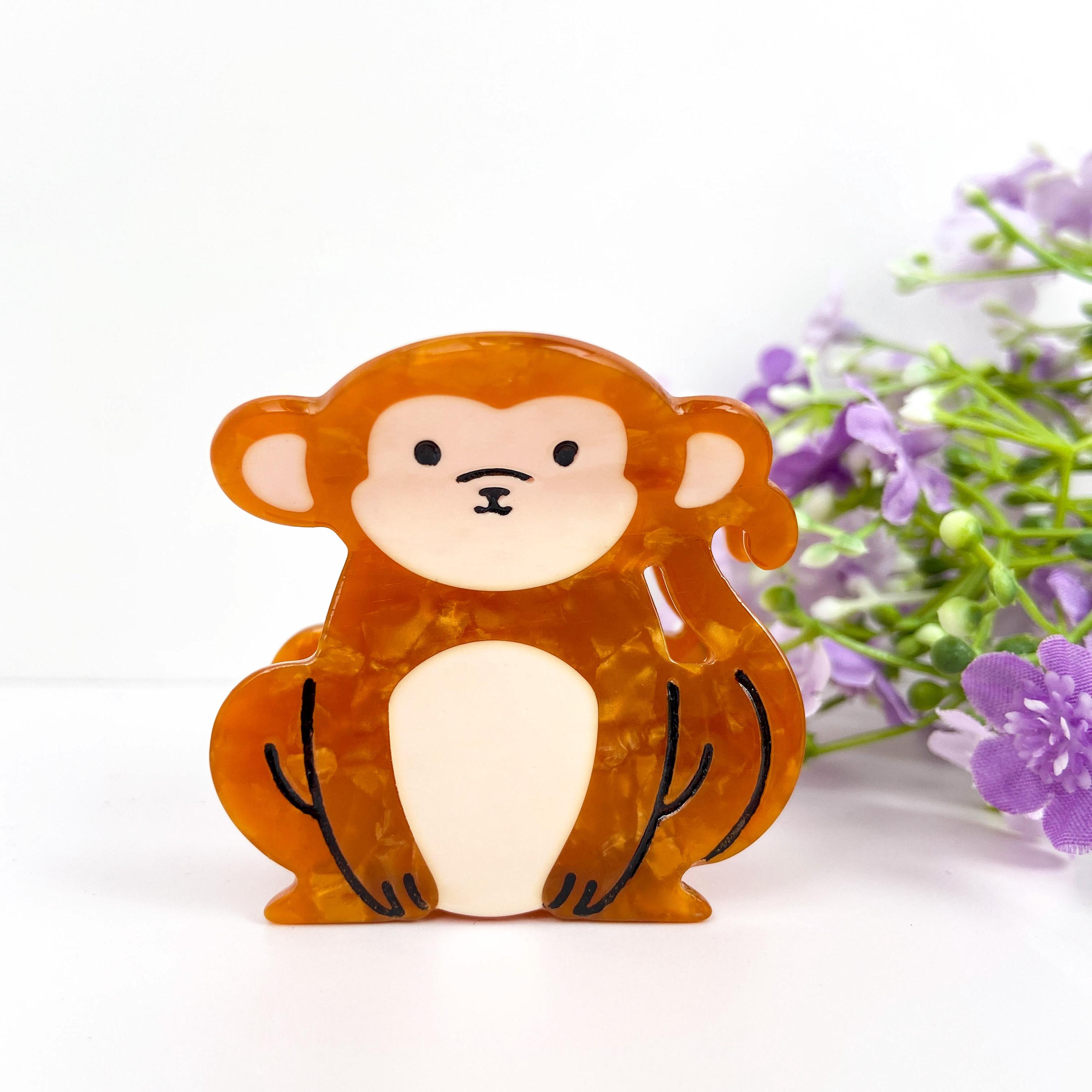 アクセサリー Monkey Golden Monkey Hair Clip, Acetate Animal Hair Accessory - Etsy