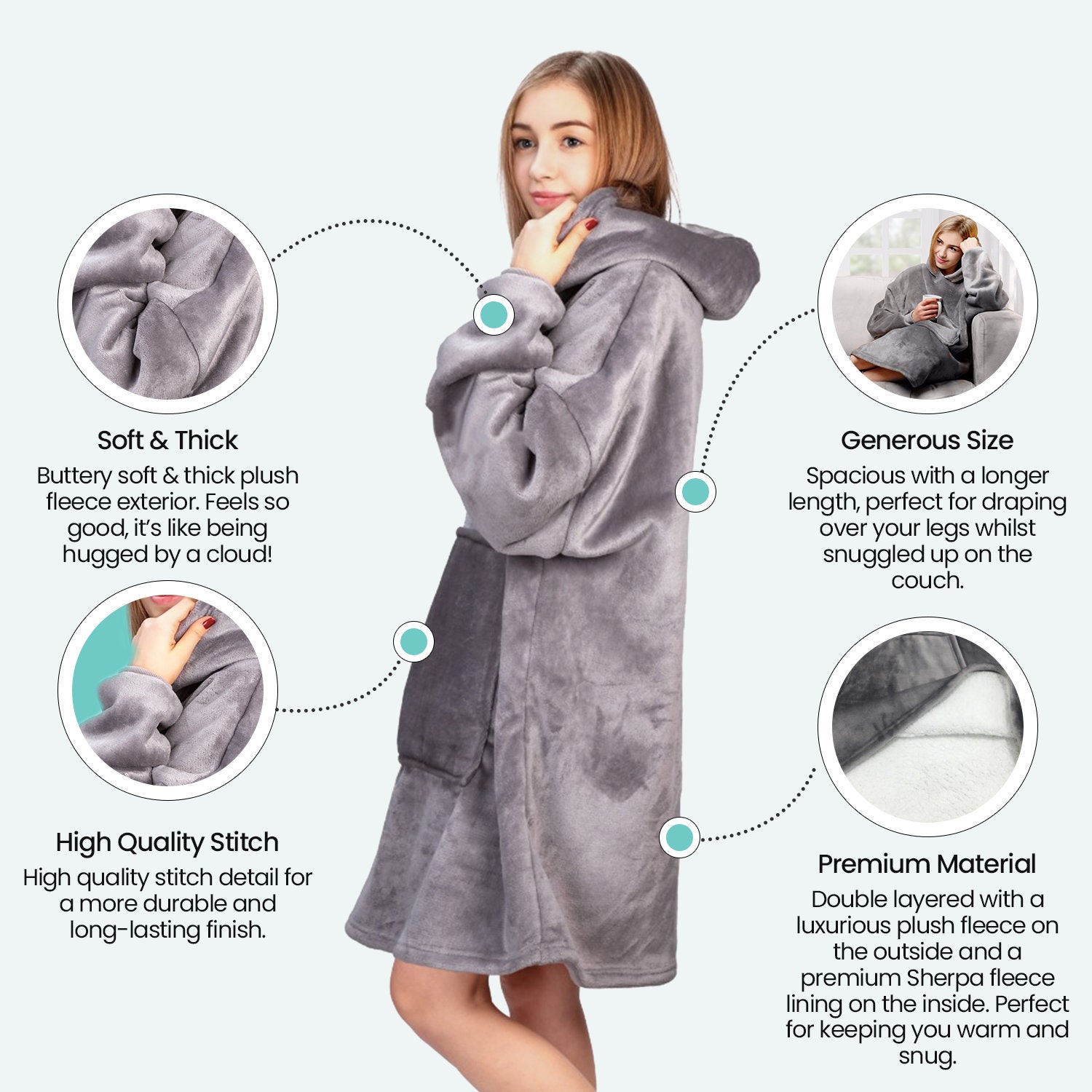 Oversized Hoodie Blanket With FREE Matching Fluffy Socks Plush Fleece Sherpa Lined Gift For Her! Wearable Blanket Hoodie One Size