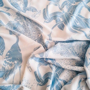 Vögel am Fluss Baumwollstoff, Belmando Stoff, Stoff-Bulk-Lager, Stoff für Kleidung, Kleid, Kimono, Hemd, Hose, 59 * 184 Zoll