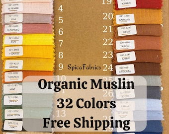 Double Gauze Muslin Cotton, Organic Muslin Fabric, GOTS Certified, Muslin Crinkly, Fabric By the Yard, Baby Cotton, Turkish Cotton