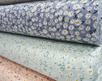 Daisy Design Cotton Fabric, Extra Wide, Small Flowers, OEKO-Tex, Fabric By the Yard, Fabric for Clothing, Duvet Cover, Cushion, Pillow