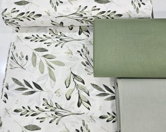 Beautiful leaves cotton poplin fabric, Extra Wide, OEKO-Tex, Quilt Face, Fabric for Clothing, Duvet Cover, Cushion, Pillow