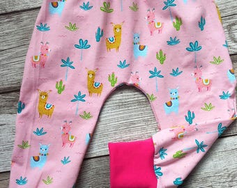 Baggy Pants Hose Pumphose Baby Kind Kleinkind Lama rosa  56 62 68 74 80 86 92 98 104 110 116 122 128 134
