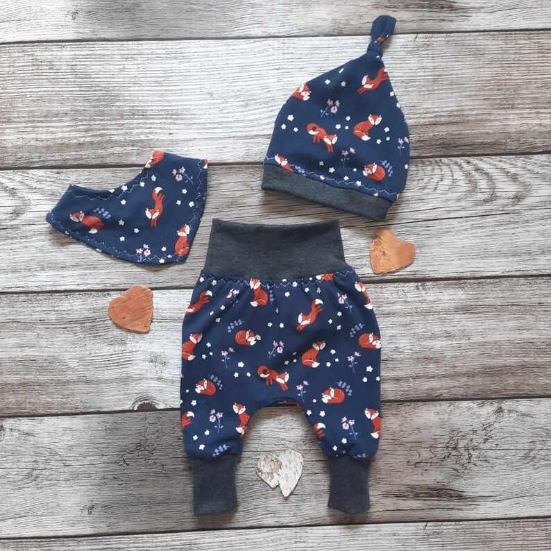 Baby Set Pumphose Mütze Halstuch Baggy Pants Fuchs Gr. 56 62 68 Bild 2