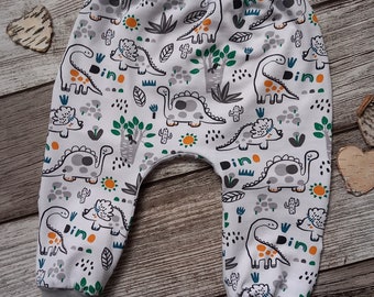 Bloomers Pants Baggy Pants Dino Baby Toddler Child White Green Jersey 56 62 68 74 80 86 92 98 104 110 116 122