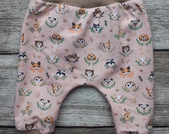 Hose Baggy Pants Pumphose Baby Kleinkind Kind rosa Waldtiere Mädchen Gr. 56 62 68 74 80 86 92 98 104 110 116 122