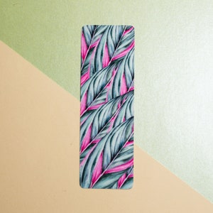 Calathea Plant Bookmark - Bookmark with a Glossy Finish - Botanical Illustration on a Bookmark - Reading Accessory - Vismirell