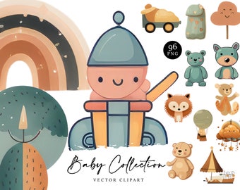 96 Baby Collection Clipart Bundle Digital Prints, Printable Wall Art Instant Download Sublimation Designs Digital Download PNG Files