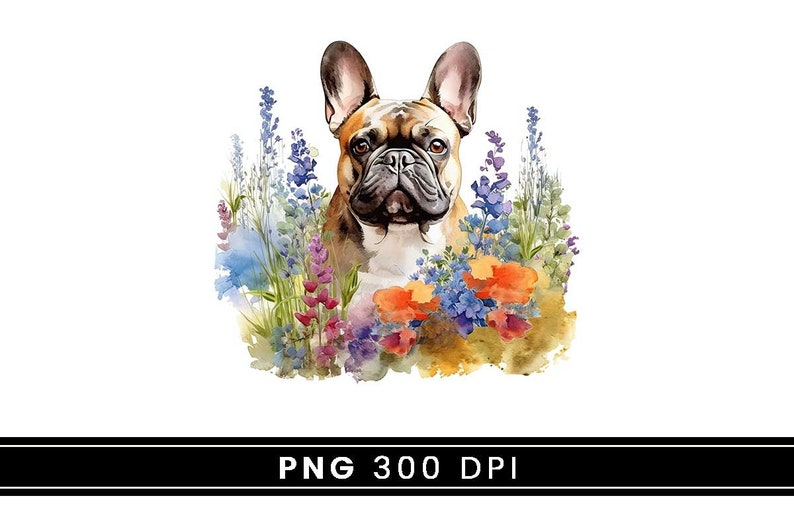 Watercolor French Bulldog Clipart Bundle Wall Art Instant Download Sublimation Designs Digital Download Png Files Digital Print image 5