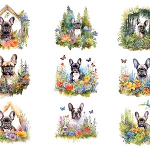 Watercolor French Bulldog Clipart Bundle Wall Art Instant Download Sublimation Designs Digital Download Png Files Digital Print image 4