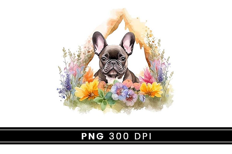 Watercolor French Bulldog Clipart Bundle Wall Art Instant Download Sublimation Designs Digital Download Png Files Digital Print image 7