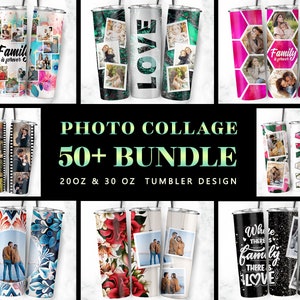 Canva edit Photo collage sublimation designs bundle tumbler png, custom tumbler, digital download, commercial use, 20oz skinny tumbler,photo