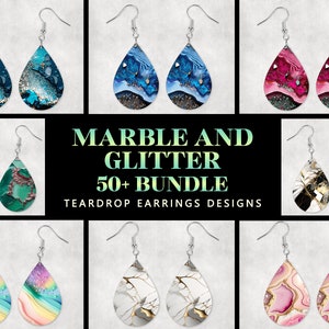 Marble Glitter Sublimation Earring Designs Template, Earring Blanks Design, Teardrop Earring PNG, Instant Digital Download, earring bundle