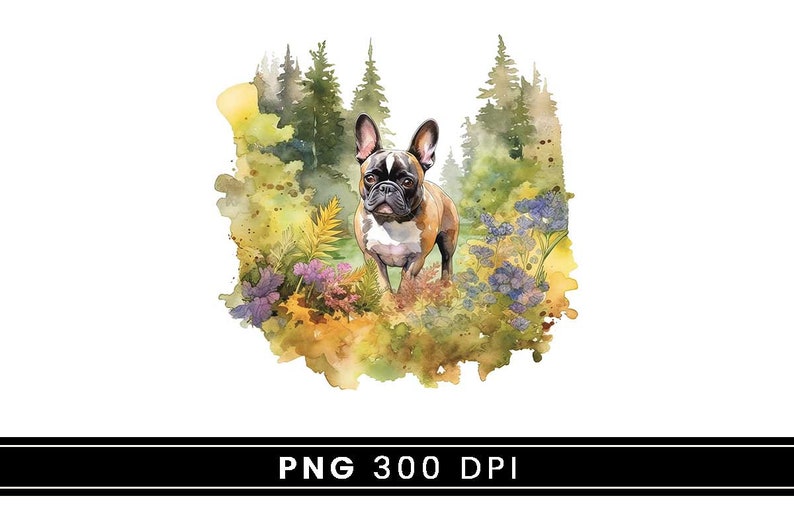 Watercolor French Bulldog Clipart Bundle Wall Art Instant Download Sublimation Designs Digital Download Png Files Digital Print image 6