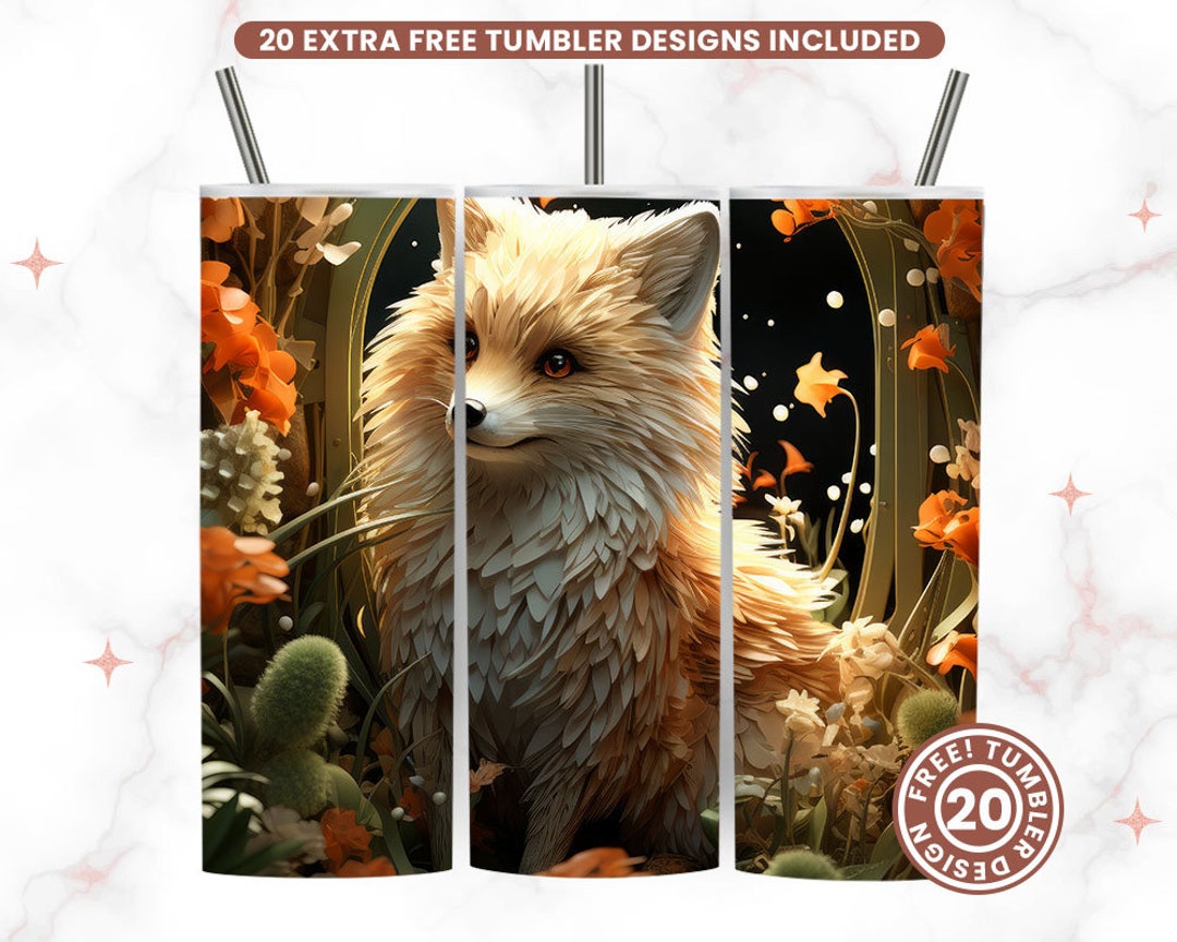 3D Art Fox Tumbler Wrap Sublimation Png 20 Oz Skinny Tumbler - Etsy