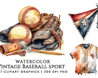 37 Vintage Baseball Sport Clipart Bundle Digital Download Sublimation Designs, Printable Art, Instant Download Png Files, Clip art Bundle