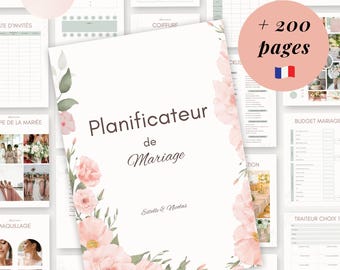 Printable Wedding Planner, French Wedding Planner, Wedding Diary, French Wedding Planner, Wedding Journal, Peach Wedding