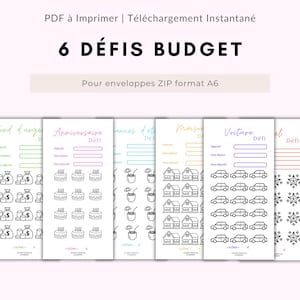 Printable budget challenges in French, Budget savings challenge, Envelope budget challenge, Printable budget challenge 2025, Emergency fund challenges, Challenges