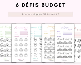 Printable budget challenges in French, Budget savings challenge, Envelope budget challenge, Printable budget challenge 2025, Emergency fund challenges, Challenges