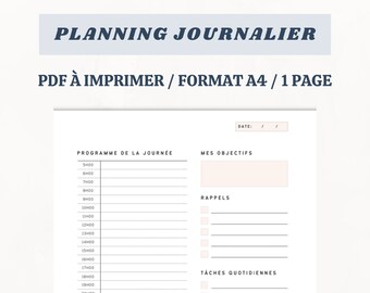 Planner PDF, planner journal, planner imprimable, planificateur numérique, planning pdf, planner à imprimer, planner a4, planner français