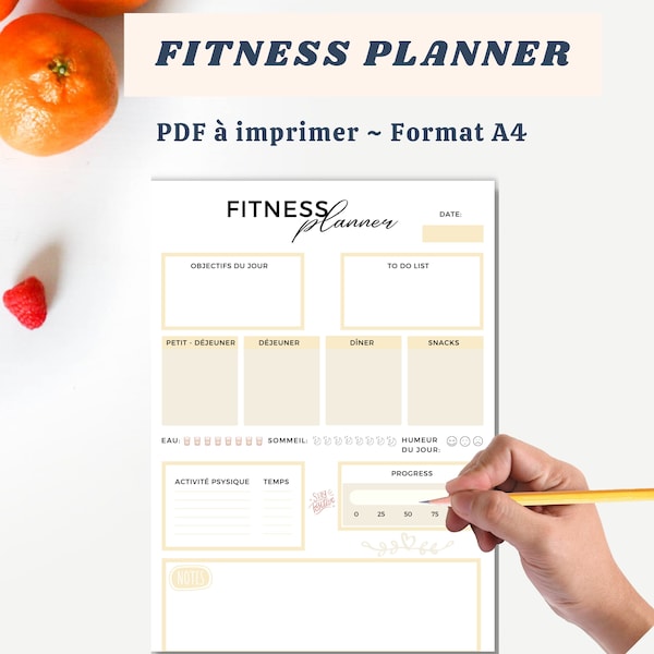 Sport planner, fitness planner, planificateur numérique, planner pdf, planner a4, fiche à imprimer, fitness diary, journal, PDF à imprimer