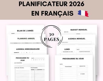 Weekly Planner, Printable French Planner 2026, French Planner, Minimalist Planner, PDF Planner, Weekly Planner